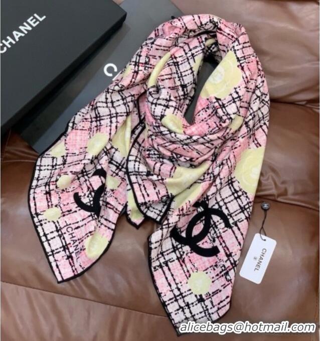 Buy Fashionable Chanel Camellia Cashmere & Silk Square Scarf CH011609 Pink 2026