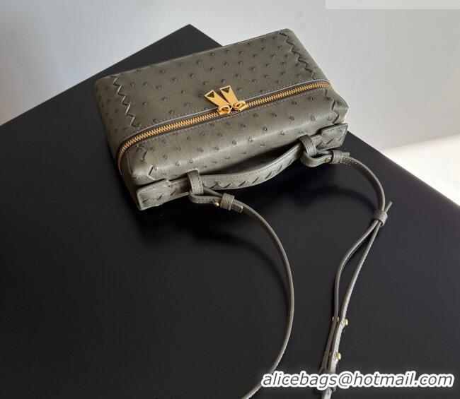 Well Crafted Bottega Veneta Bang Bang Vanity Case Bag in Ostrich Leather 817785 Cypress Green 2026