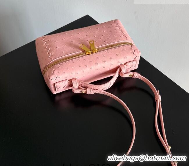 Trendy Design Bottega Veneta Bang Bang Vanity Case Bag in Ostrich Leather 817785 Rose Pink 2026
