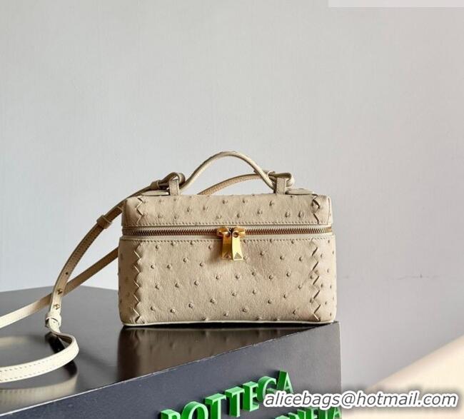 Top Quality Bottega Veneta Bang Bang Vanity Case Bag in Ostrich Leather 817785 Cream Yellow 2026