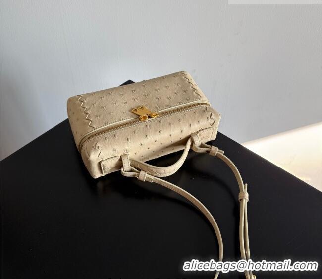 Top Quality Bottega Veneta Bang Bang Vanity Case Bag in Ostrich Leather 817785 Cream Yellow 2026