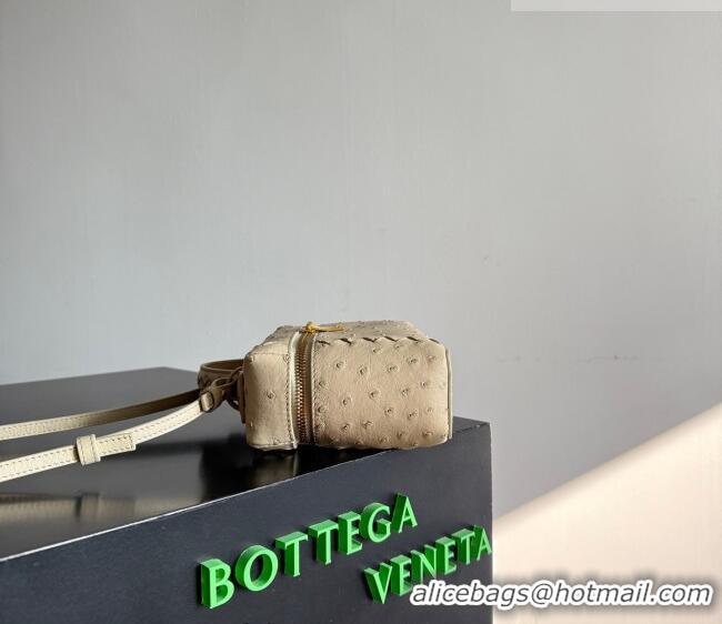 Top Quality Bottega Veneta Bang Bang Vanity Case Bag in Ostrich Leather 817785 Cream Yellow 2026