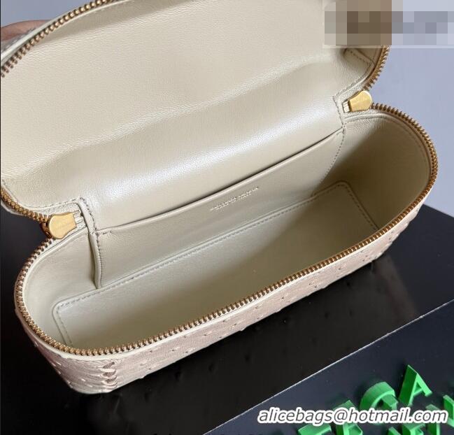 Top Quality Bottega Veneta Bang Bang Vanity Case Bag in Ostrich Leather 817785 Cream Yellow 2026