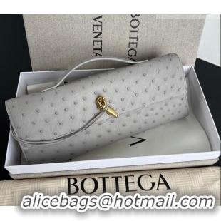 Buy Discount Bottega Veneta Andiamo Clutch in Ostrich Leather 805241 Sterling Grey 2026