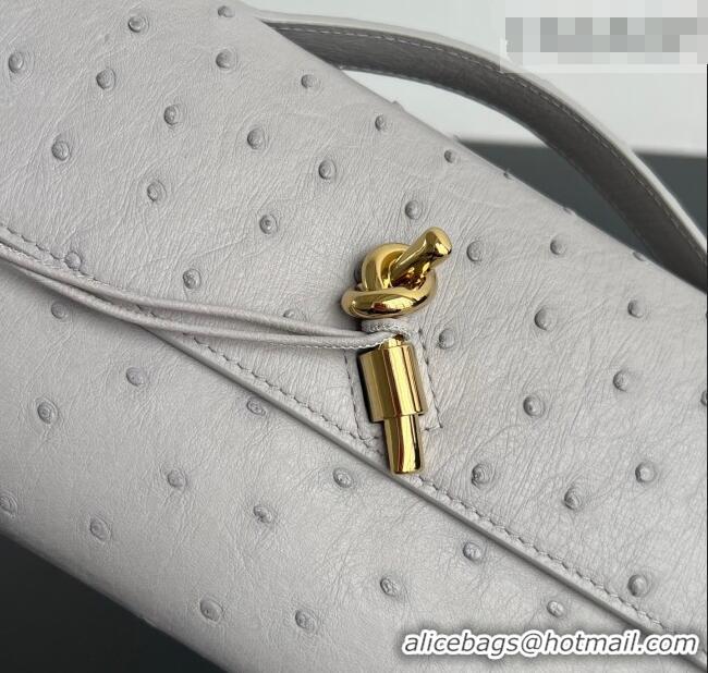Buy Discount Bottega Veneta Andiamo Clutch in Ostrich Leather 805241 Sterling Grey 2026