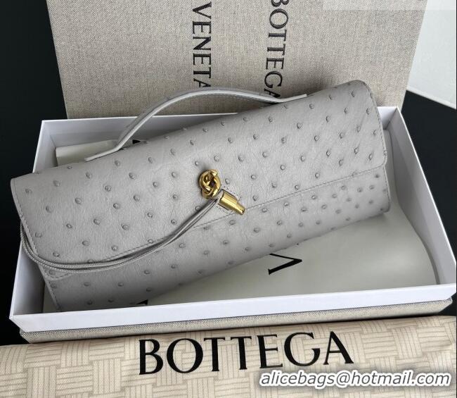 Buy Discount Bottega Veneta Andiamo Clutch in Ostrich Leather 805241 Sterling Grey 2026