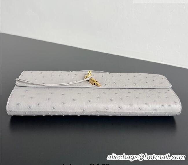 Buy Discount Bottega Veneta Andiamo Clutch in Ostrich Leather 805241 Sterling Grey 2026