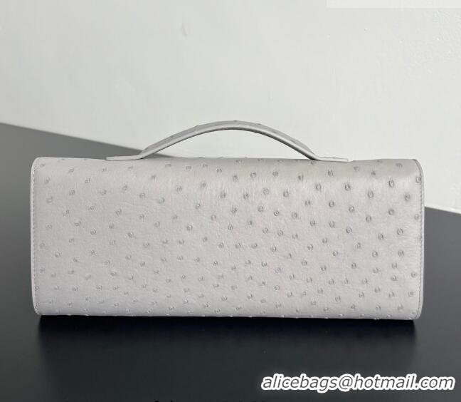 Buy Discount Bottega Veneta Andiamo Clutch in Ostrich Leather 805241 Sterling Grey 2026