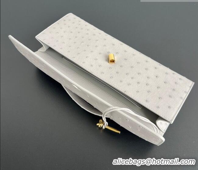 Buy Discount Bottega Veneta Andiamo Clutch in Ostrich Leather 805241 Sterling Grey 2026