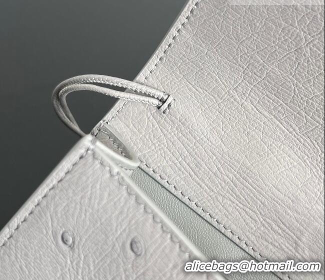 Buy Discount Bottega Veneta Andiamo Clutch in Ostrich Leather 805241 Sterling Grey 2026