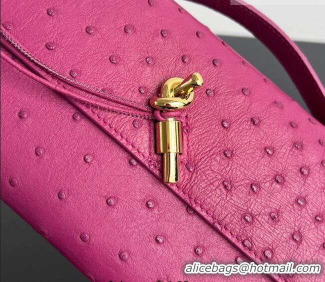 New Cheap Bottega Veneta Andiamo Clutch in Ostrich Leather 805241 Cinnabar Pink 2026
