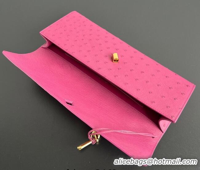 New Cheap Bottega Veneta Andiamo Clutch in Ostrich Leather 805241 Cinnabar Pink 2026