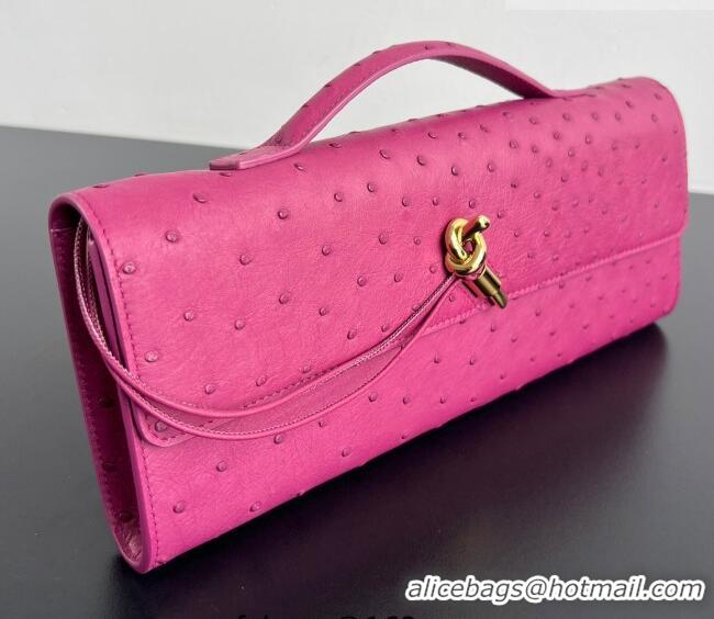 New Cheap Bottega Veneta Andiamo Clutch in Ostrich Leather 805241 Cinnabar Pink 2026