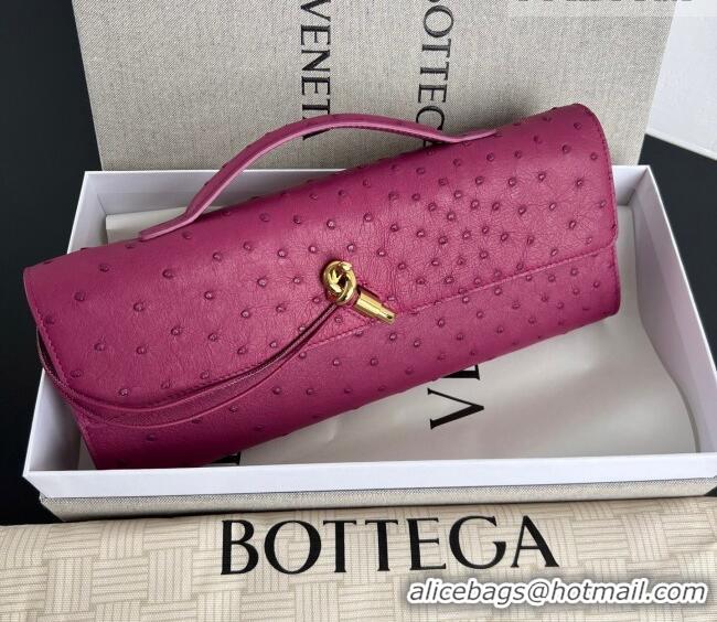 New Cheap Bottega Veneta Andiamo Clutch in Ostrich Leather 805241 Cinnabar Pink 2026