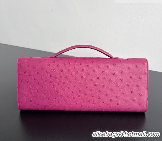 New Cheap Bottega Veneta Andiamo Clutch in Ostrich Leather 805241 Cinnabar Pink 2026
