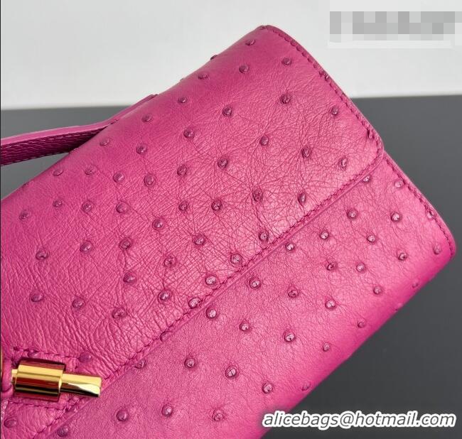 New Cheap Bottega Veneta Andiamo Clutch in Ostrich Leather 805241 Cinnabar Pink 2026
