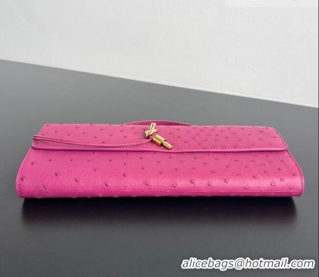 New Cheap Bottega Veneta Andiamo Clutch in Ostrich Leather 805241 Cinnabar Pink 2026
