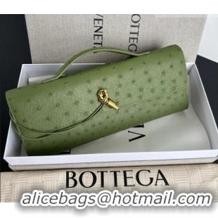 Buy Discount Bottega Veneta Andiamo Clutch in Ostrich Leather 805241 Matcha Green 2026