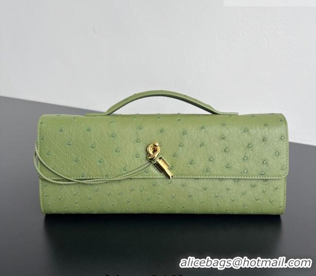 Buy Discount Bottega Veneta Andiamo Clutch in Ostrich Leather 805241 Matcha Green 2026
