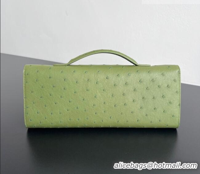 Buy Discount Bottega Veneta Andiamo Clutch in Ostrich Leather 805241 Matcha Green 2026