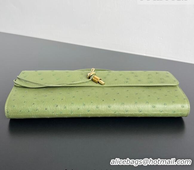 Buy Discount Bottega Veneta Andiamo Clutch in Ostrich Leather 805241 Matcha Green 2026