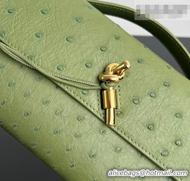 Buy Discount Bottega Veneta Andiamo Clutch in Ostrich Leather 805241 Matcha Green 2026
