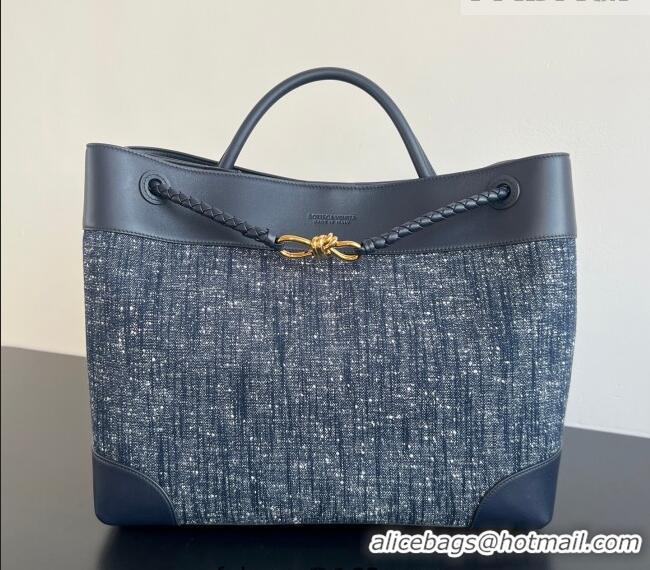 Top Quality Bottega Veneta Large Andiamo Top Handle Bag in Denim and Leather 786194 Navy/Space Blue 2026