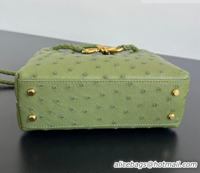 Buy Fashionable Bottega Veneta Mini Andiamo Top Handle Bag in Ostrich Leather 805232 Matcha Green 2026