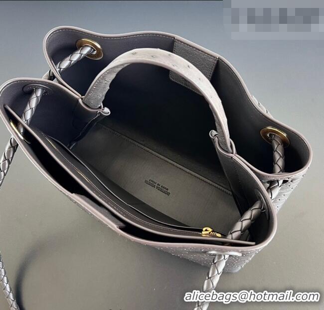 Best Quality Bottega Veneta Medium Andiamo Top Handle Bag in Ostrich Leather 817805 Deep Brown 2026