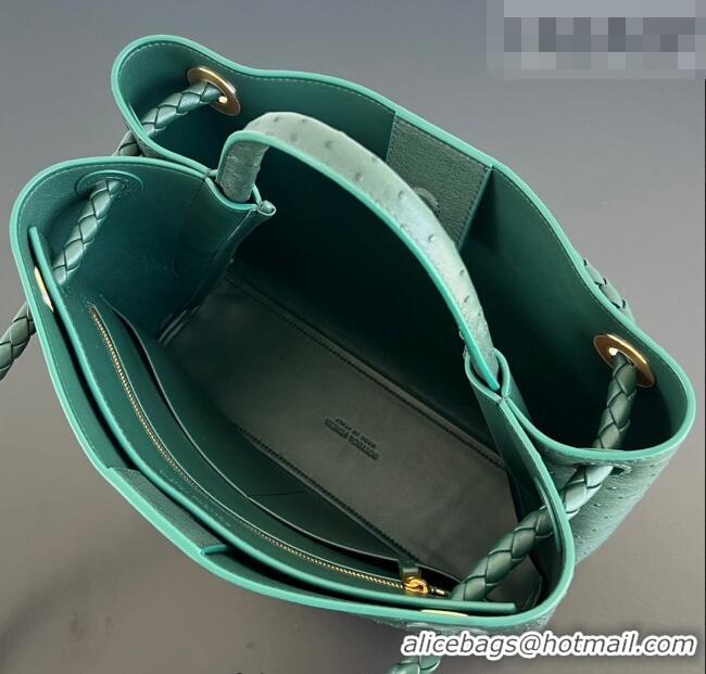 Best Price Bottega Veneta Medium Andiamo Top Handle Bag in Ostrich Leather 817805 Emerald Green 2026