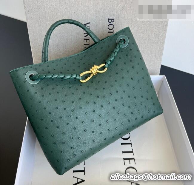 Best Price Bottega Veneta Medium Andiamo Top Handle Bag in Ostrich Leather 817805 Emerald Green 2026