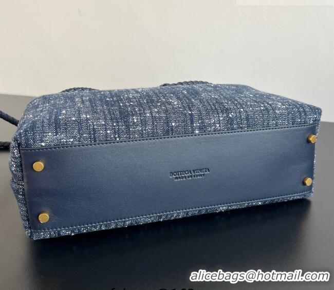 New Cheap Bottega Veneta Andiamo Top Handle Bag in Denim 836381 Navy Blue 2026