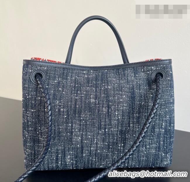 New Cheap Bottega Veneta Andiamo Top Handle Bag in Denim 836381 Navy Blue 2026