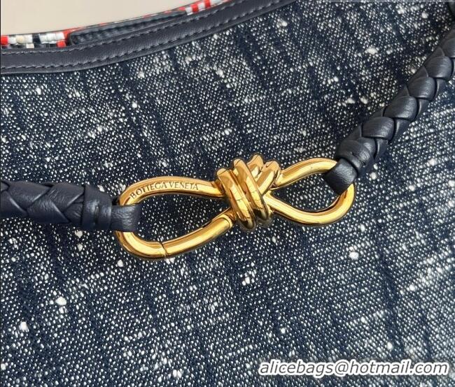 New Cheap Bottega Veneta Andiamo Top Handle Bag in Denim 836381 Navy Blue 2026