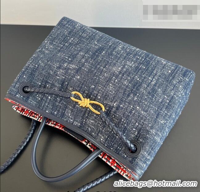 New Cheap Bottega Veneta Andiamo Top Handle Bag in Denim 836381 Navy Blue 2026