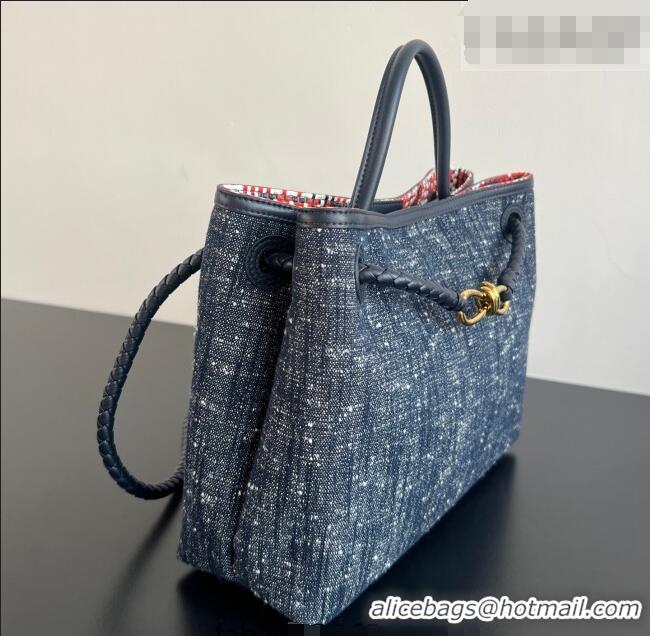 New Cheap Bottega Veneta Andiamo Top Handle Bag in Denim 836381 Navy Blue 2026