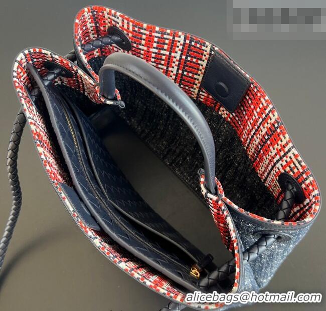 New Cheap Bottega Veneta Andiamo Top Handle Bag in Denim 836381 Navy Blue 2026