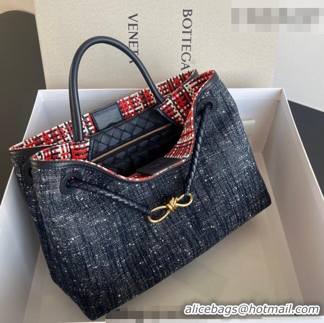 New Cheap Bottega Veneta Andiamo Top Handle Bag in Denim 836381 Navy Blue 2026