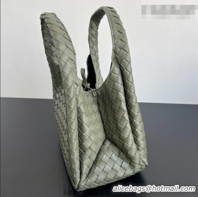 Super Quality Bottega Veneta Campana Shoulder Bag in Intrecciato Leather 844249 Pickle Green 2025