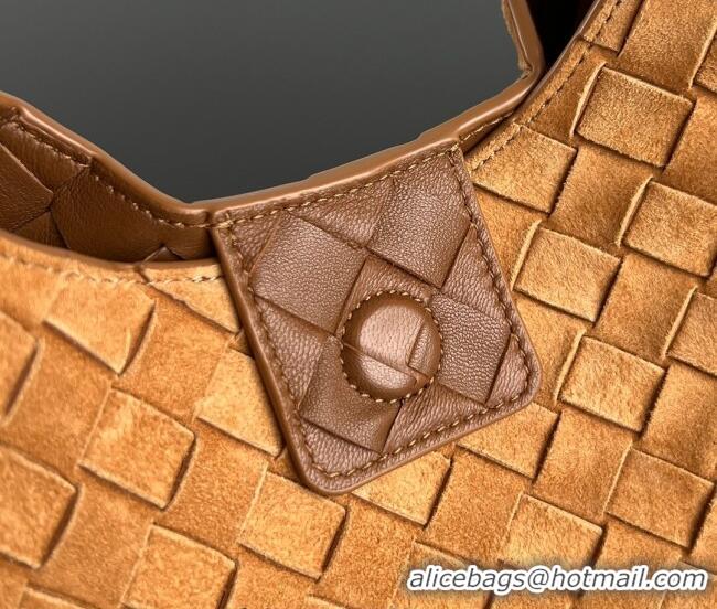 Affordable Price Bottega Veneta Campana Shoulder Bag in Suede 844249 Amber Brown 2025
