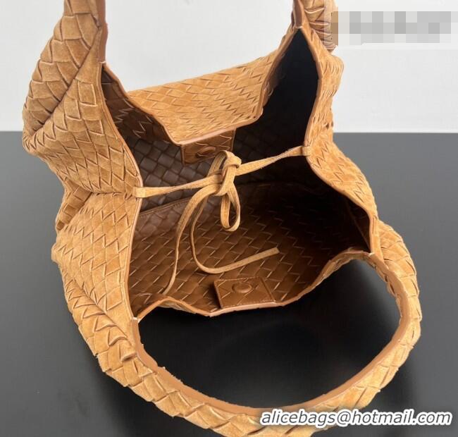 Affordable Price Bottega Veneta Campana Shoulder Bag in Suede 844249 Amber Brown 2025