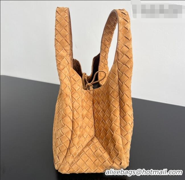 Affordable Price Bottega Veneta Campana Shoulder Bag in Suede 844249 Amber Brown 2025