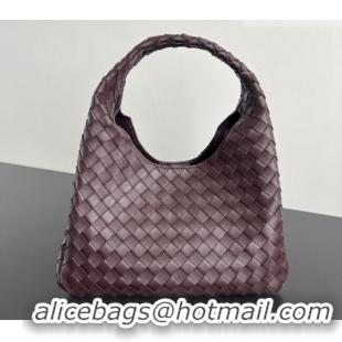 Buy Discount Bottega Veneta Campana Shoulder Bag in Intrecciato Leather 844249 Dark Barolo Red 2025