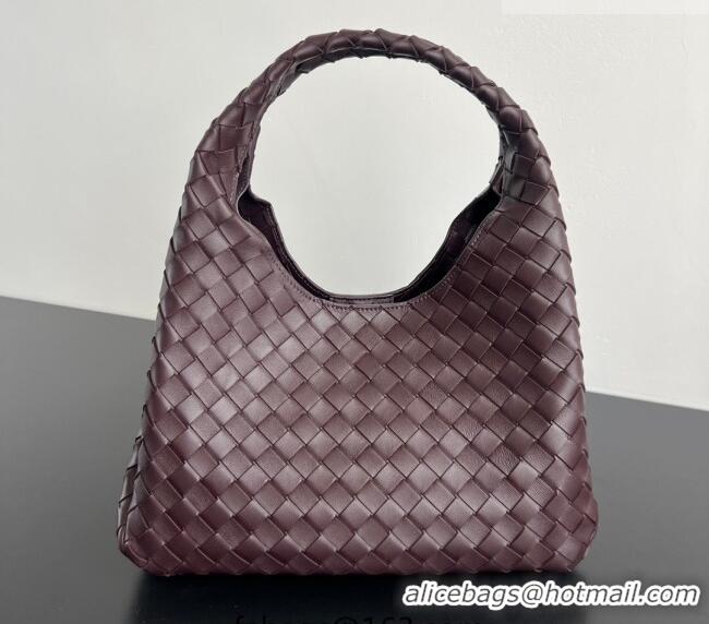 Buy Discount Bottega Veneta Campana Shoulder Bag in Intrecciato Leather 844249 Dark Barolo Red 2025