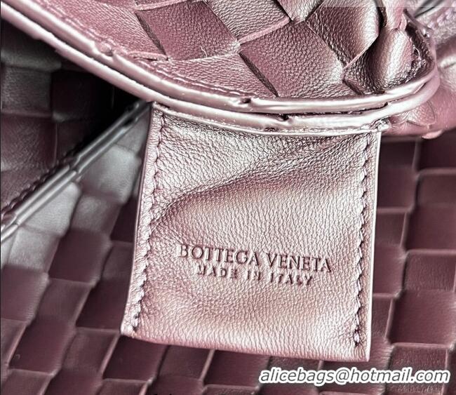 Buy Discount Bottega Veneta Campana Shoulder Bag in Intrecciato Leather 844249 Dark Barolo Red 2025