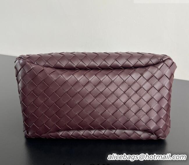 Buy Discount Bottega Veneta Campana Shoulder Bag in Intrecciato Leather 844249 Dark Barolo Red 2025