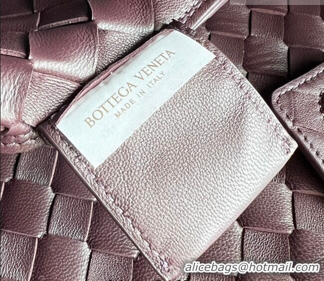 Buy Discount Bottega Veneta Campana Shoulder Bag in Intrecciato Leather 844249 Dark Barolo Red 2025