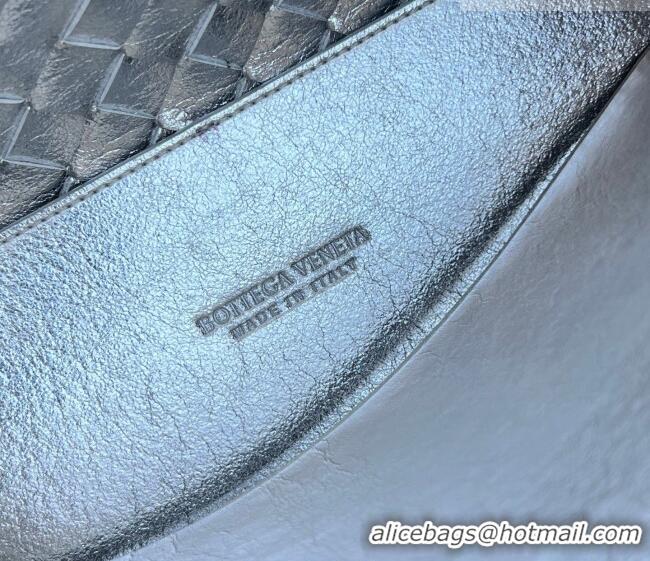 Best Price Bottega Veneta Small Andiamo Top Handle Bag in Intrecciato Leather 743568 Silver-Tone 2026