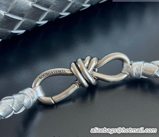 Well Crafted Bottega Veneta Medium Andiamo Top Handle Bag in Intrecciato Leather 743572 Silver-Tone 2026