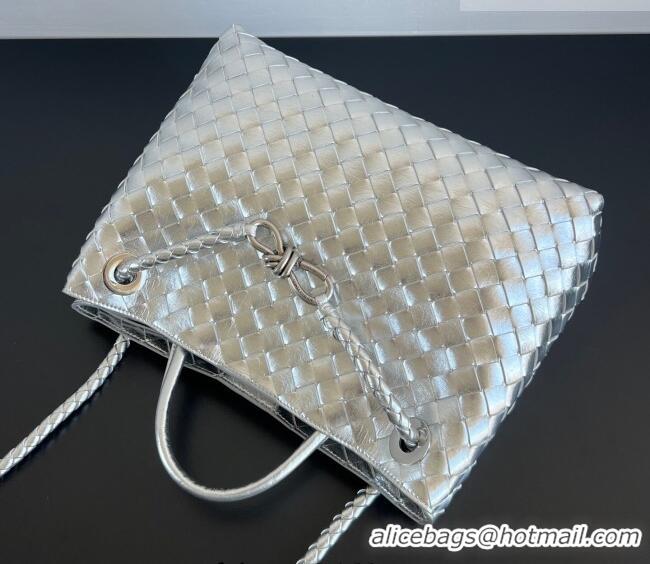 Well Crafted Bottega Veneta Medium Andiamo Top Handle Bag in Intrecciato Leather 743572 Silver-Tone 2026